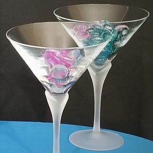 Set of 4 + 1  Belvedere Frosted Stem Martini Glass